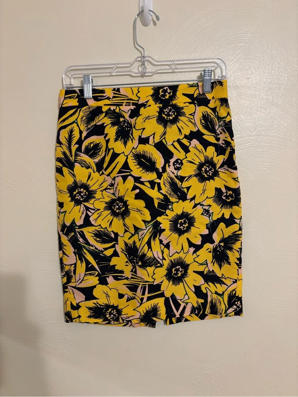 J.Crew Floral Pencil Skirt Yellow Black Cotton Size 0